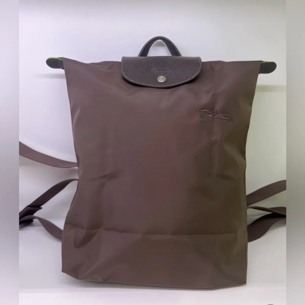 Longchamp Medium Backpack Recycled Canvas Terre Sophisticated Matte Finish